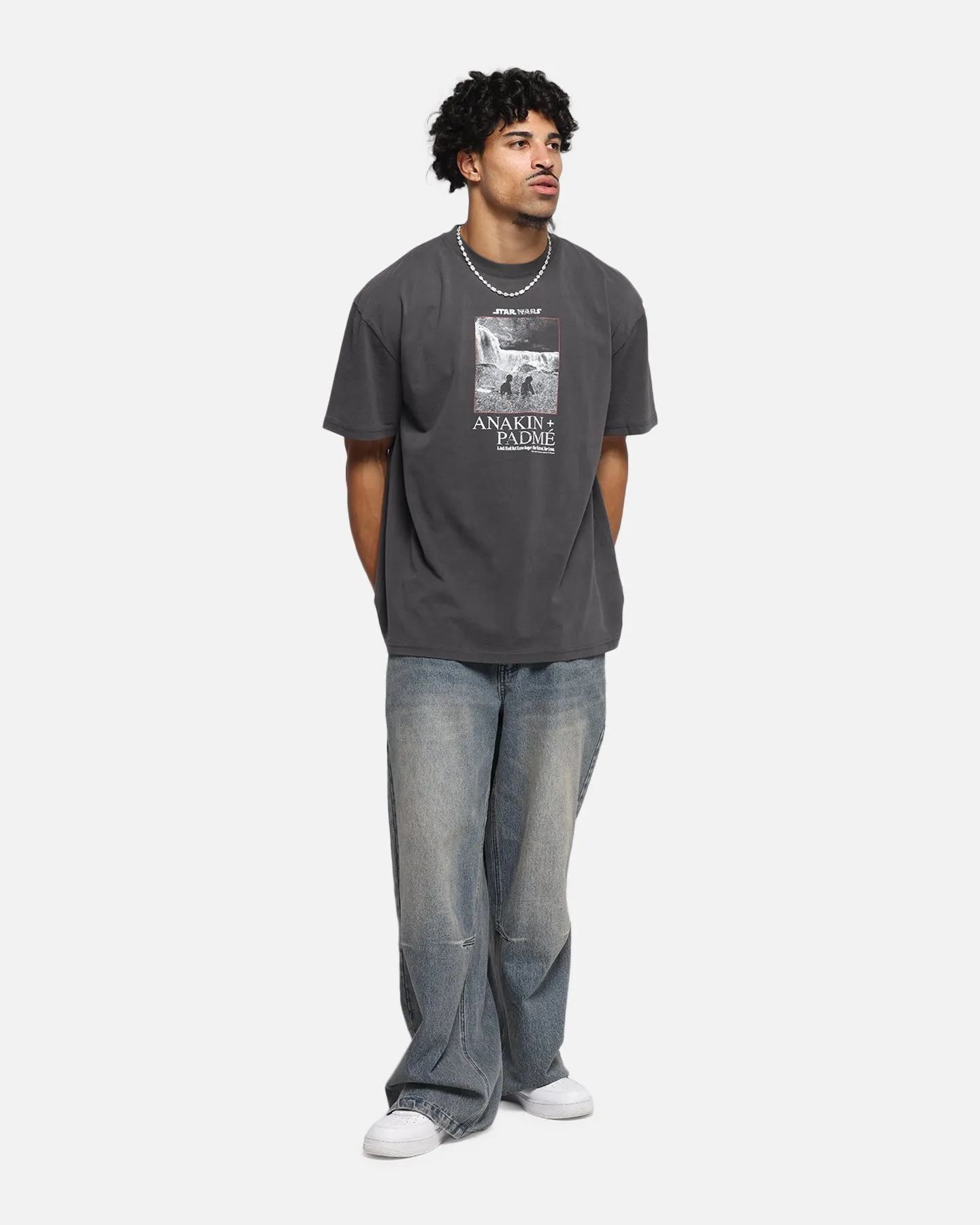 73 Studio Star Wars Anakin And Padme Vintage T-Shirt Black Wash