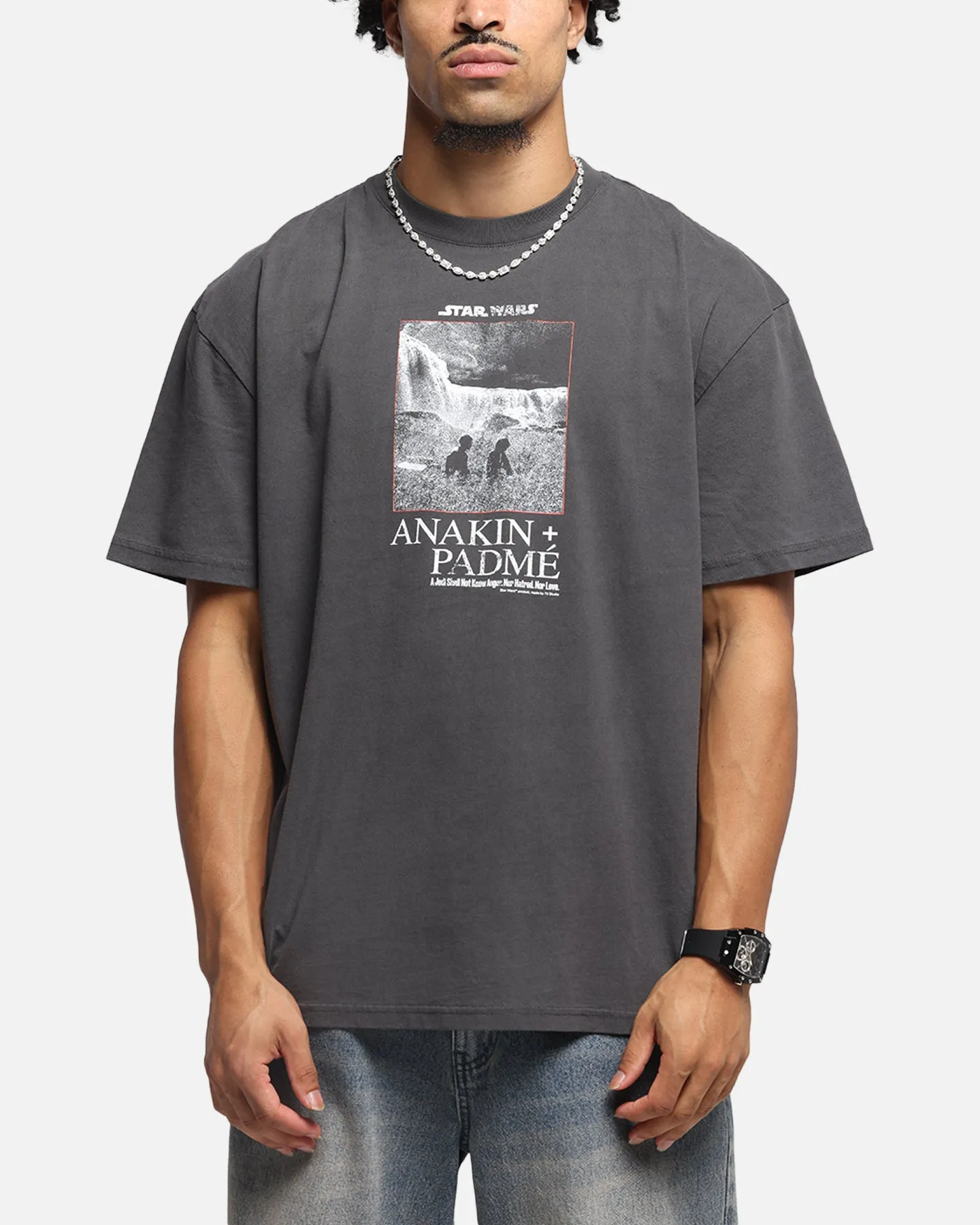 73 Studio Star Wars Anakin And Padme Vintage T-Shirt Black Wash