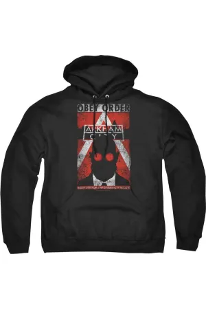 Batman Arkham City Obey Order Poster Adult Pull Over Hoodie / Hooded Sweatshirt