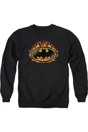 Batman Bat Flames Shield Adult Crewneck Sweatshirt