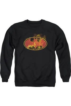 Batman Flames Logo Adult Crewneck Sweatshirt