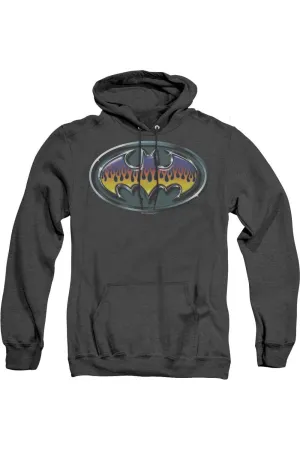 Batman Hot Rod Shield Adult Heather Hoodie / Hooded Sweatshirt