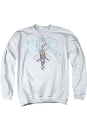 Batman Joker Varsity On White Adult Crewneck Sweatshirt