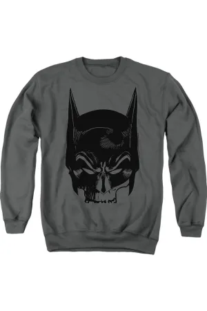 Batman Skull On Gray Adult Crewneck Sweatshirt
