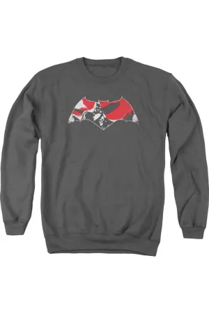 Batman V Superman Armor Splatter Logo Adult Crewneck Sweatshirt