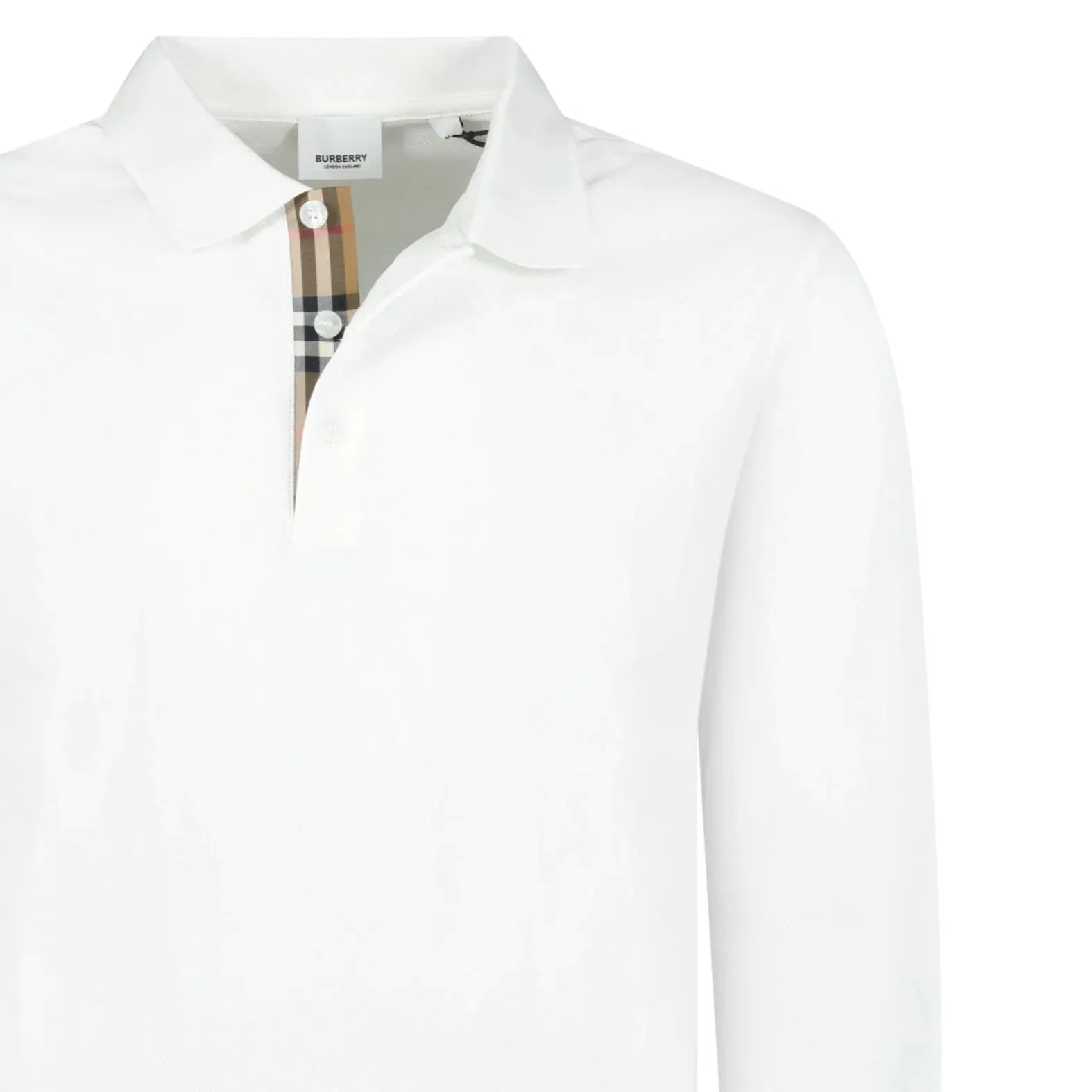 Burberry White Long Sleeved Poio Shirt