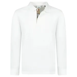 Burberry White Long Sleeved Poio Shirt
