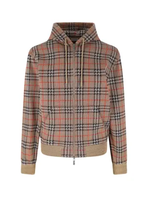 Check' Zip Hoodie  Brown