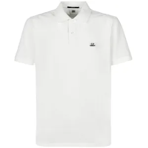 CP Company White Embroidered Polo Shirt