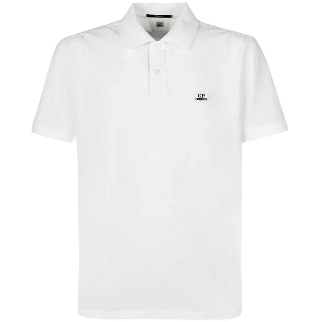 CP Company White Embroidered Polo Shirt