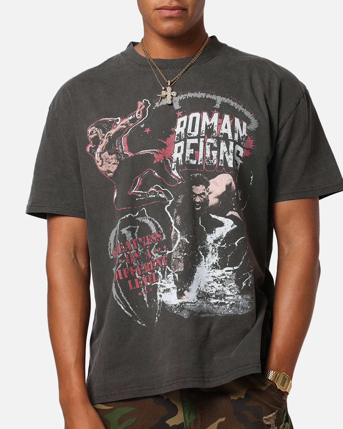 Culture Kings X WWE Roman Reigns Wrestlemania XLI Heavy T-Shirt Black Wash