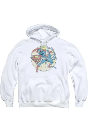DC Comics Retro Superman Iron On Adult Pull Over Hoodie / Hooded Sweatshirt