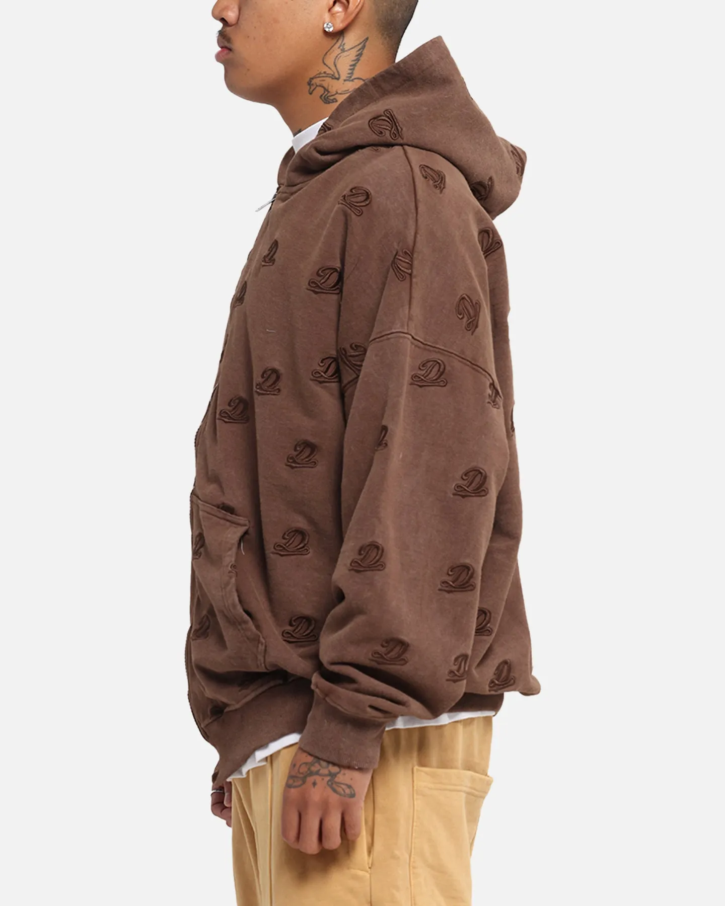 Dreamville Logo All Over Zip Hoodie Brown
