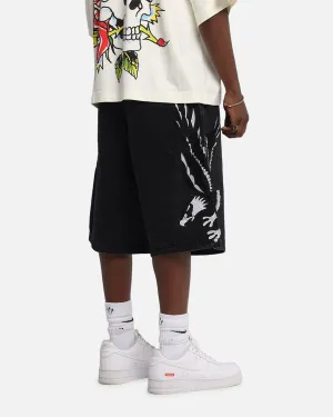 Ed Hardy Eagle Jorts Washed Black
