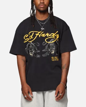 Ed Hardy Pypu Panther T-Shirt Black Acidwash