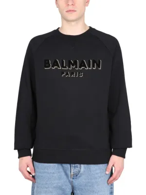 Flocked Logo Sweatshirt With Metallic Accents