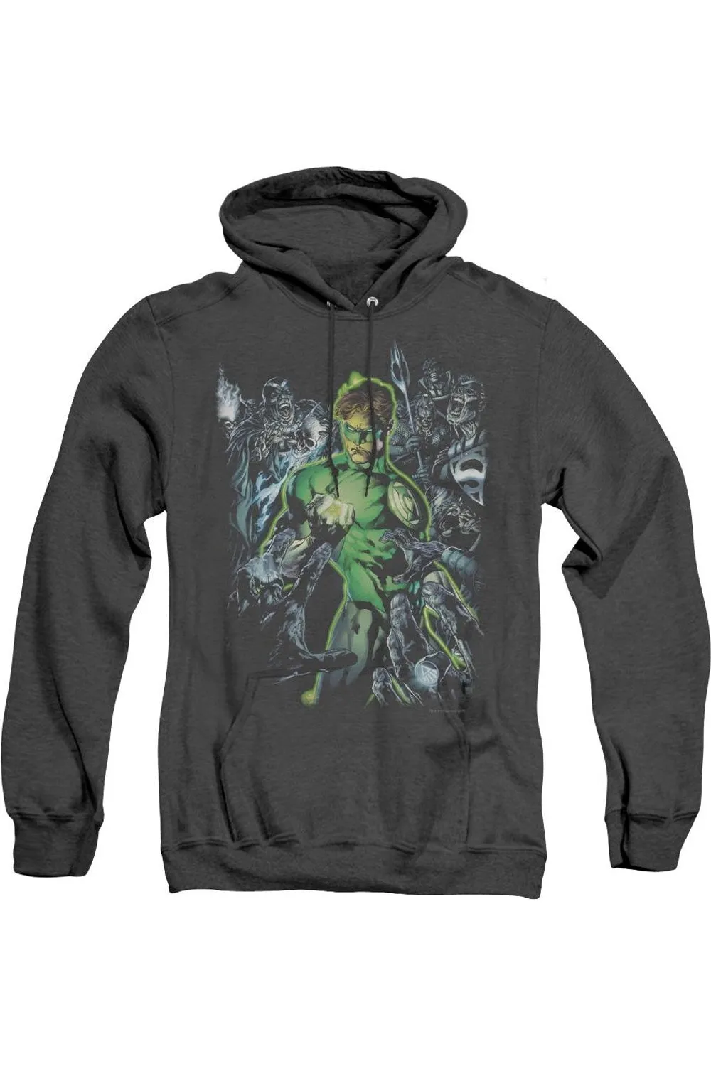 Green Lantern Surrounded By Death Adult Heather Hoodie / Hooded Sweatshirt