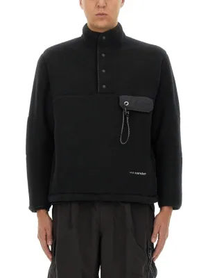 High-Collared Fleece Pullover With Textured Finish