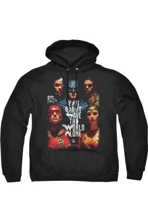 Justice League Movie Save The World Poster Adult Pull Over Hoodie / Hooded Sweatshirt
