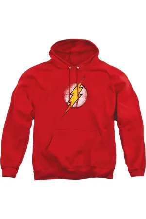 Justice League of America Destroyed Flash Logo Adult Pull Over Hoodie / Hooded Sweatshirt