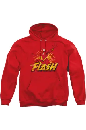 Justice League of America Flash Rough Distress Adult Pull Over Hoodie / Hooded Sweatshirt