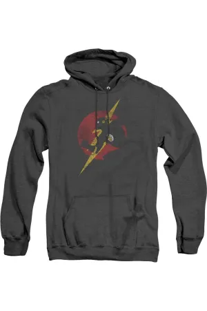 Justice League of America Flash Symbol Knockout Adult Heather Hoodie / Hooded Sweatshirt