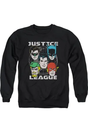 Justice League of America Head Of States Adult Crewneck Sweatshirt