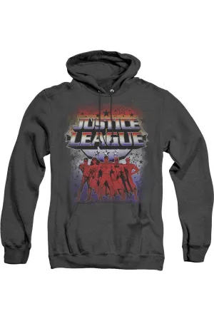 Justice League of America Star League Adult Heather Hoodie / Hooded Sweatshirt