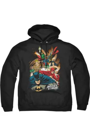 Justice League of America Starburst Adult Pull Over Hoodie / Hooded Sweatshirt