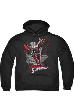 Justice League of America Superman Red & Gray Adult Pull Over Hoodie / Hooded Sweatshirt