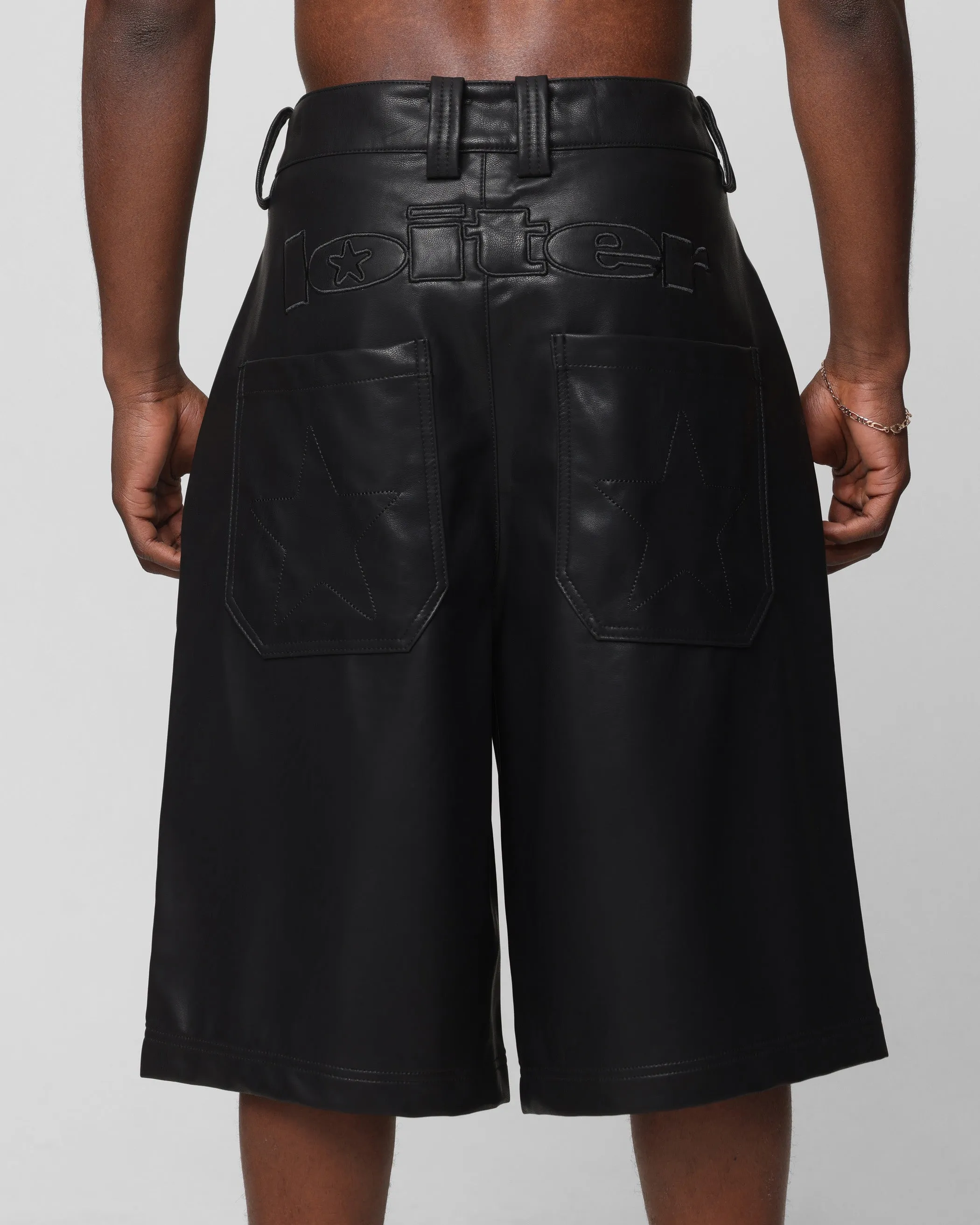 Loiter Collateral PU Leather Jorts Black