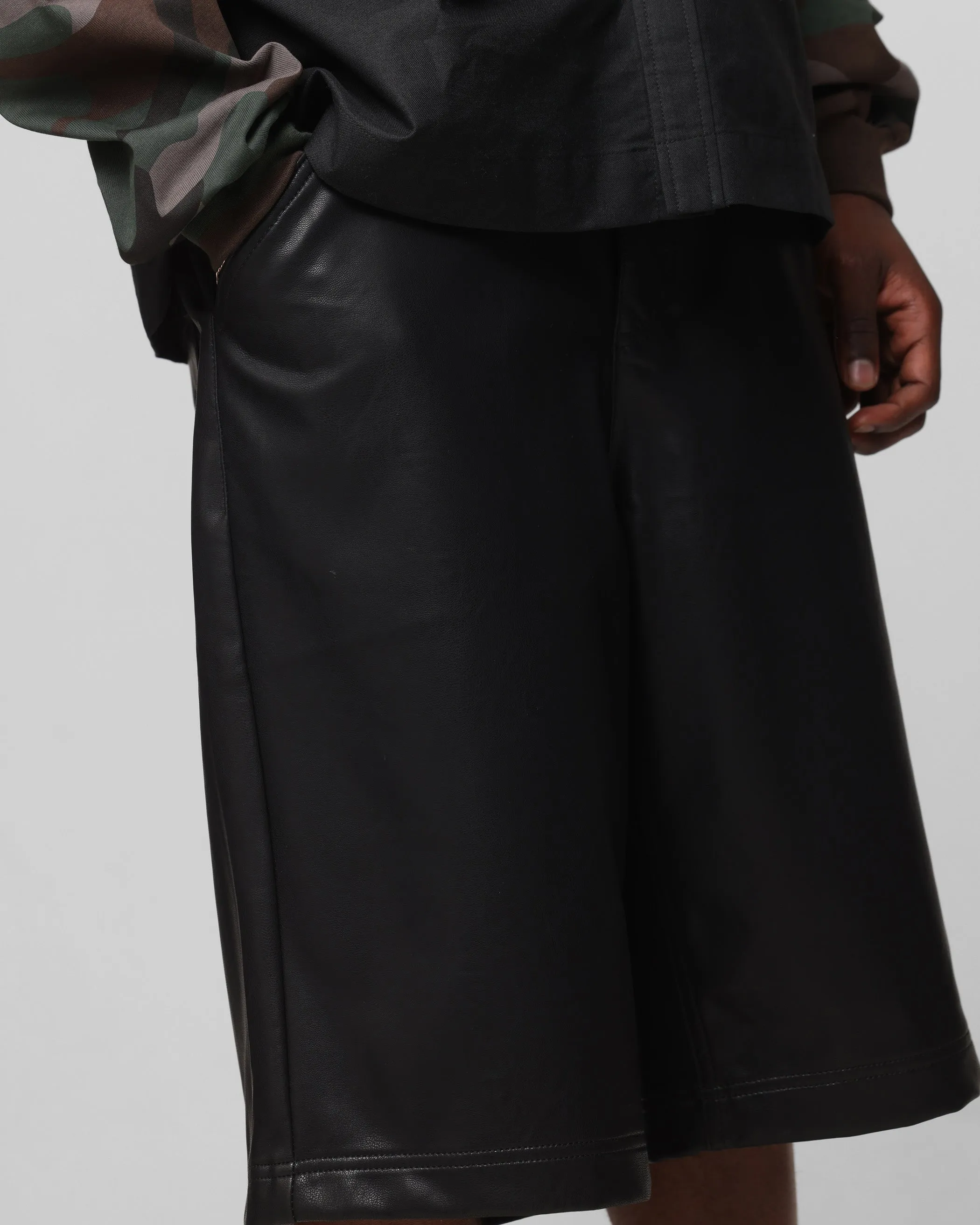 Loiter Collateral PU Leather Jorts Black