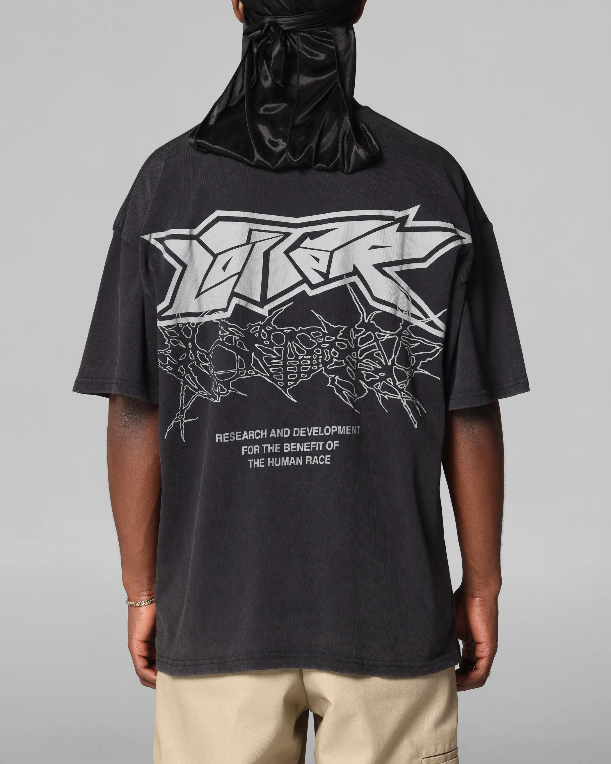 Loiter Runway T-Shirt Black Acidwash