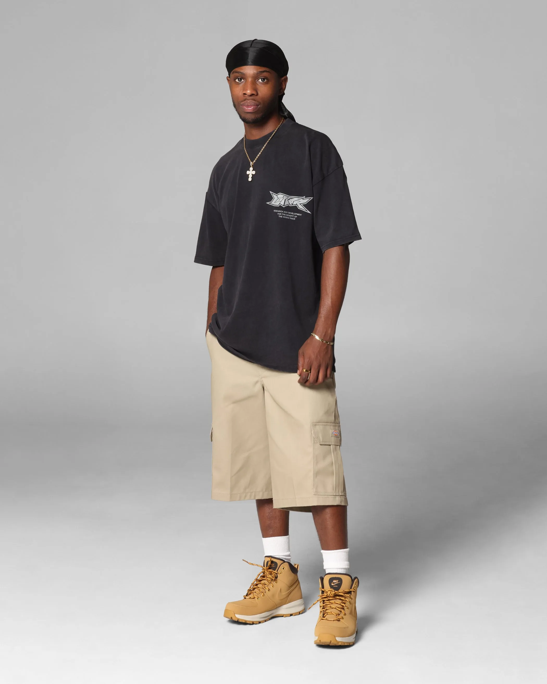 Loiter Runway T-Shirt Black Acidwash