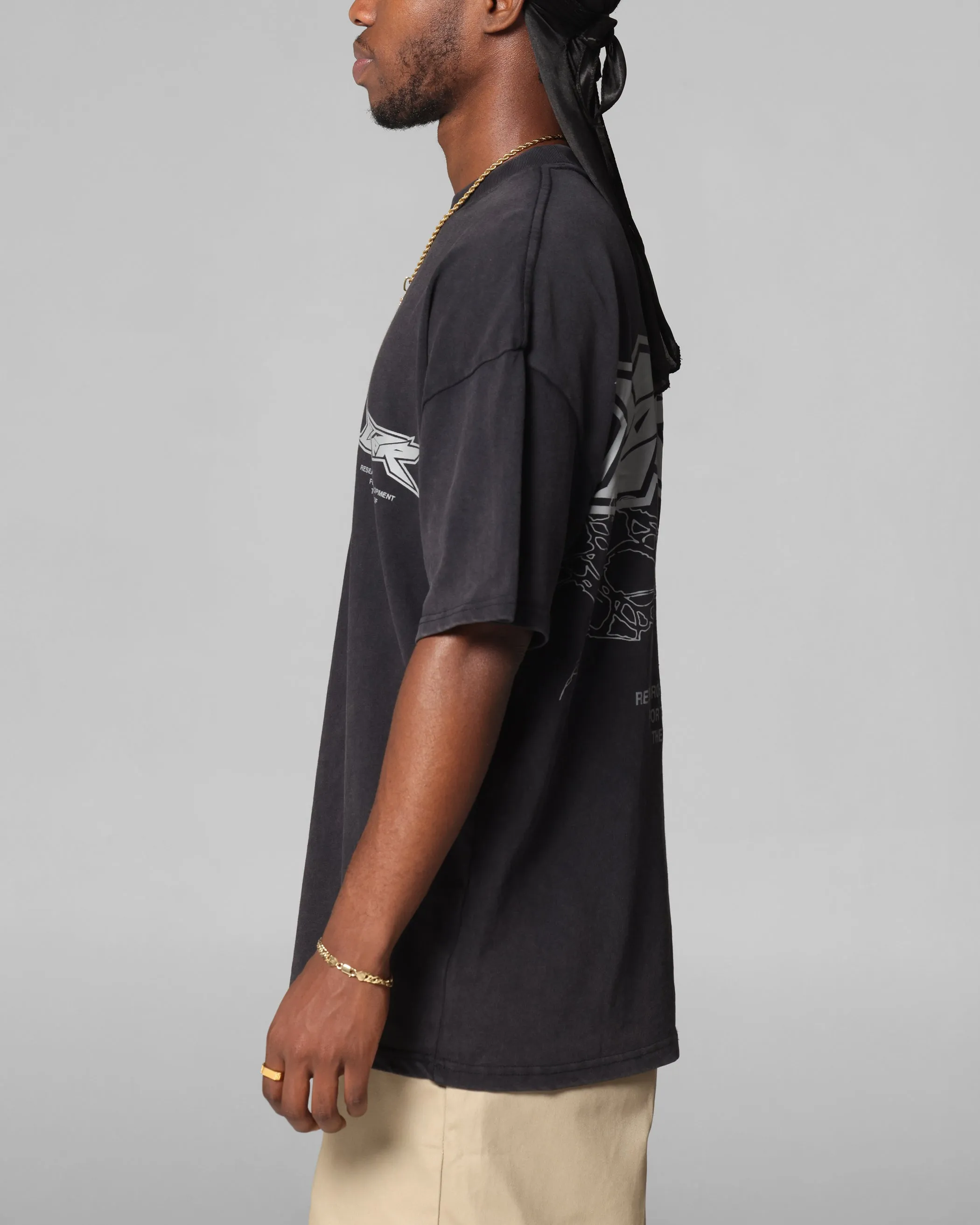 Loiter Runway T-Shirt Black Acidwash