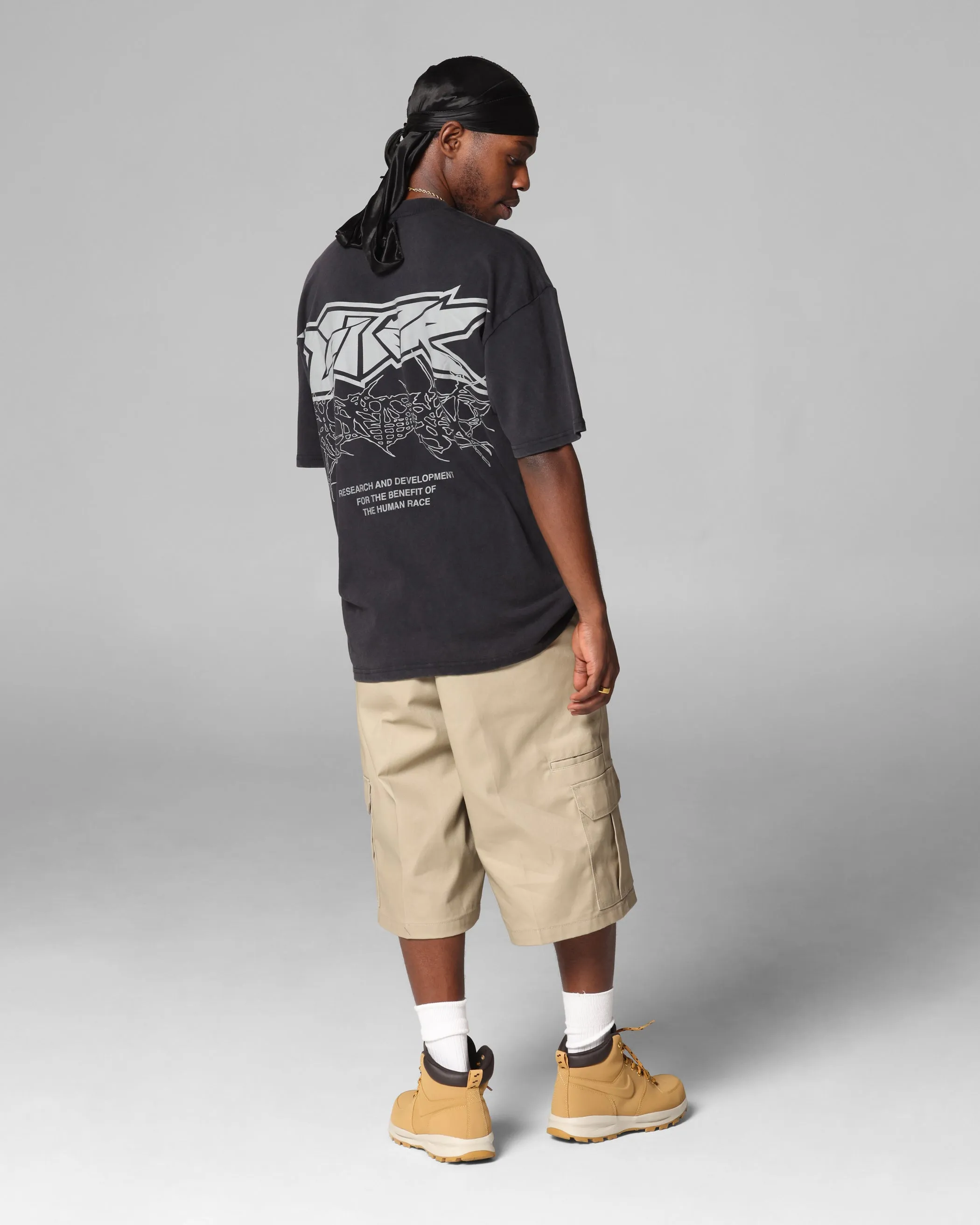 Loiter Runway T-Shirt Black Acidwash