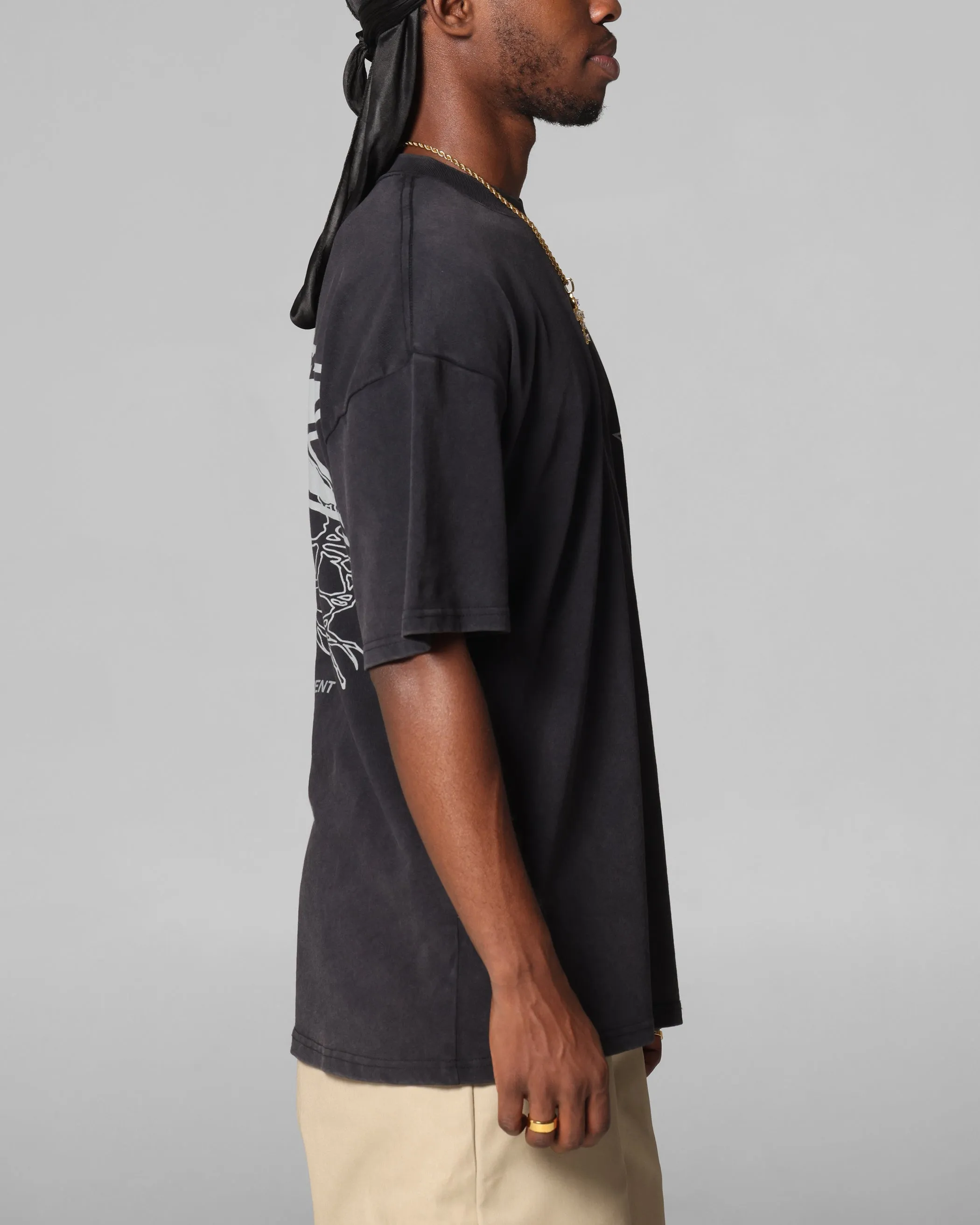 Loiter Runway T-Shirt Black Acidwash