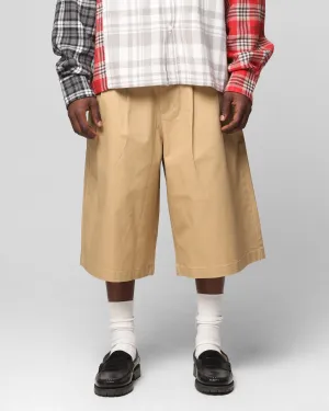 Loiter Wide Leg Chino Shorts Tan