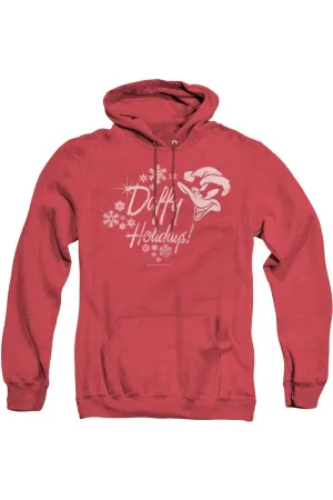 Looney Tunes Daffy Holidays Adult Heather Hoodie / Hooded Sweatshirt