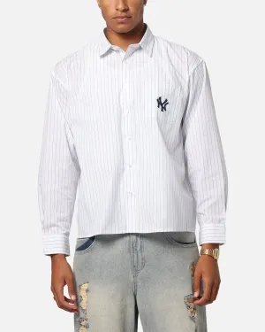 Majestic Athletic New York Yankees Pinstripe Button Up Shirt Optic White