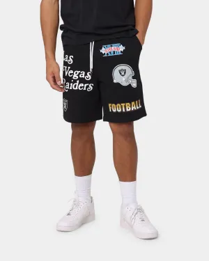 Majestic Athletics Las Vegas Raiders Puff Print Patch Fleece Shorts Faded Black