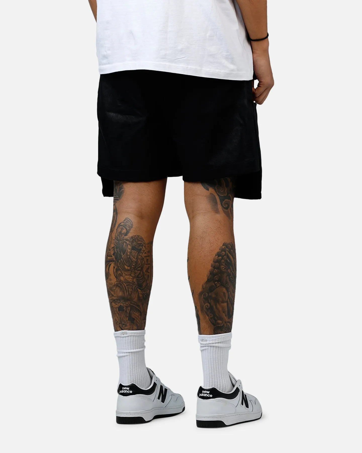MNML Leather Pocket Geo Shorts Black