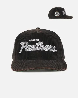 New Era Penrith Panthers 'NRL Golfer Washed Black' Pre-Curved Corduroy Golfer Snapback Washed Black