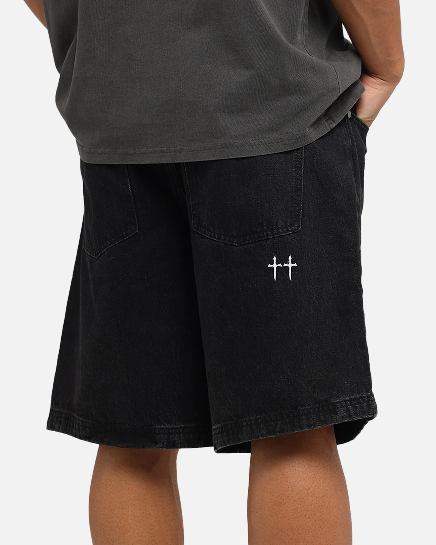 Saint Morta Amplus Gothic Denim Jorts Black Shadow