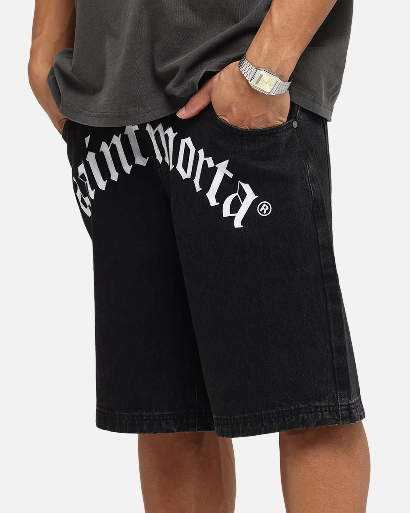 Saint Morta Amplus Gothic Denim Jorts Black Shadow