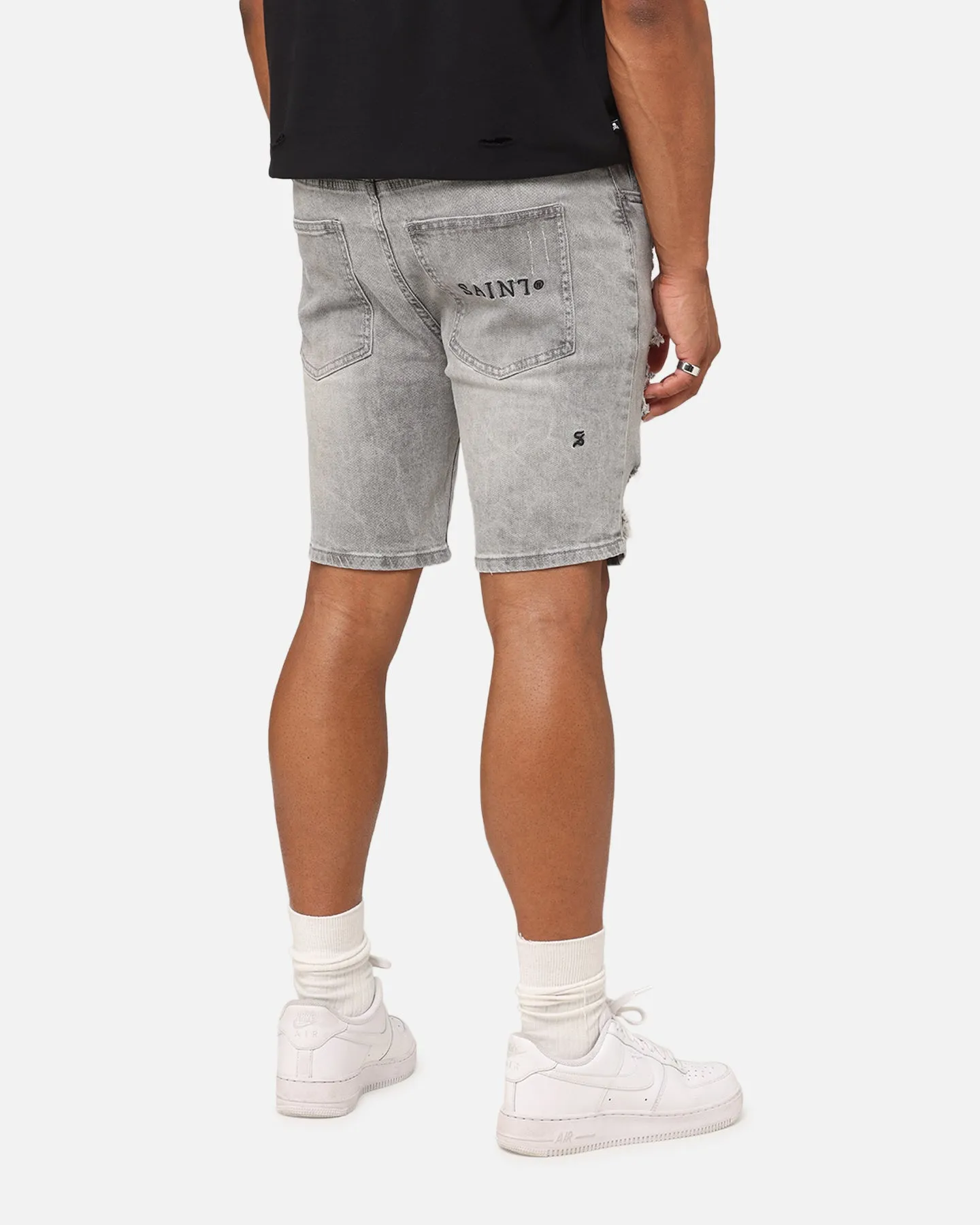 Saint Morta Dynasty Thrash V2 Denim Shorts Vintage Grey