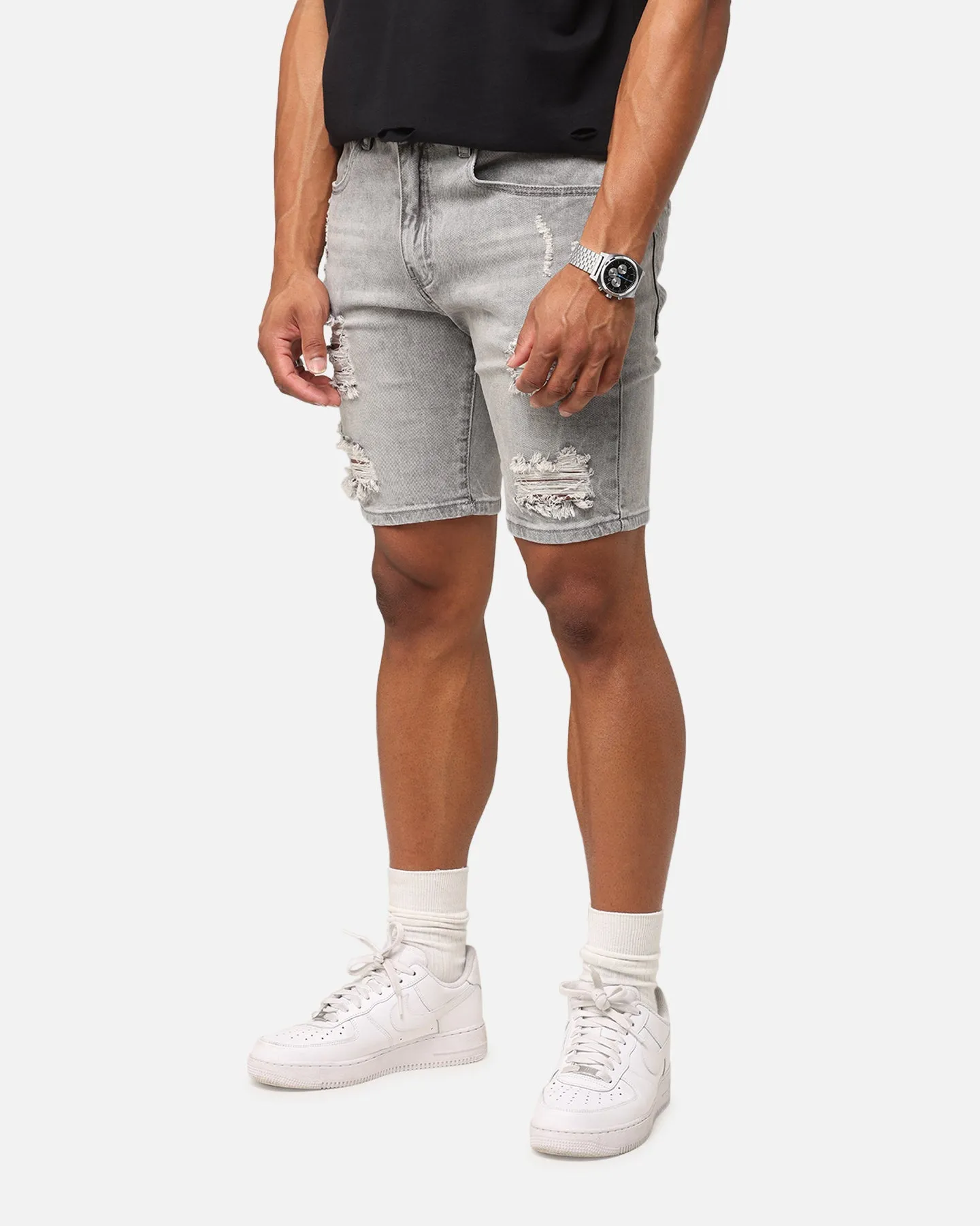 Saint Morta Dynasty Thrash V2 Denim Shorts Vintage Grey