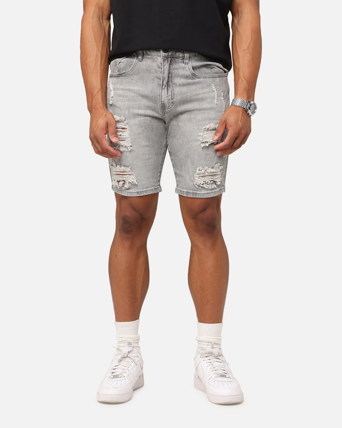 Saint Morta Dynasty Thrash V2 Denim Shorts Vintage Grey