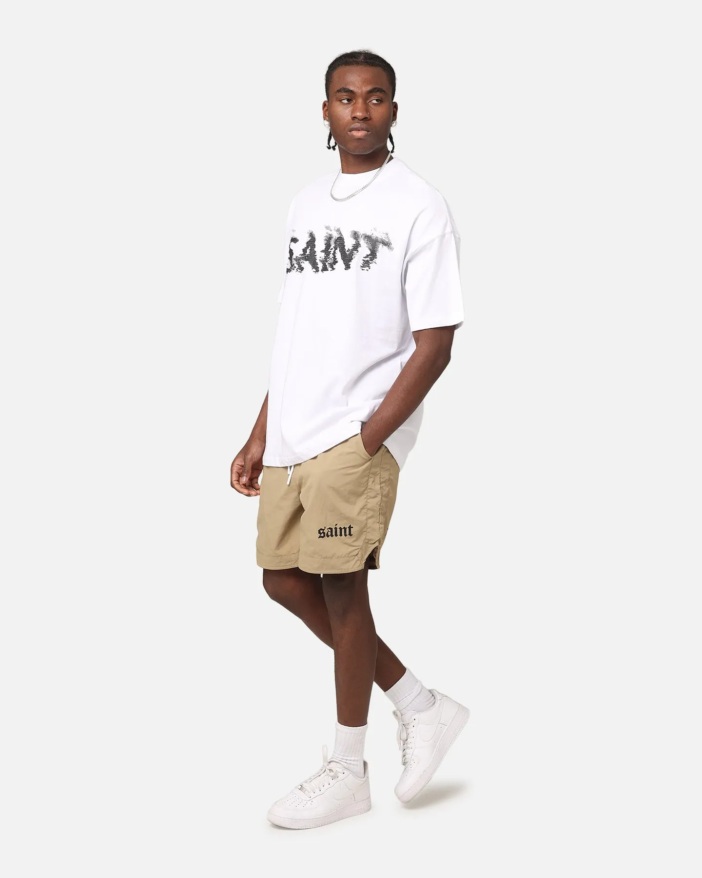 Saint Morta Gothic Nylon Shorts Tan