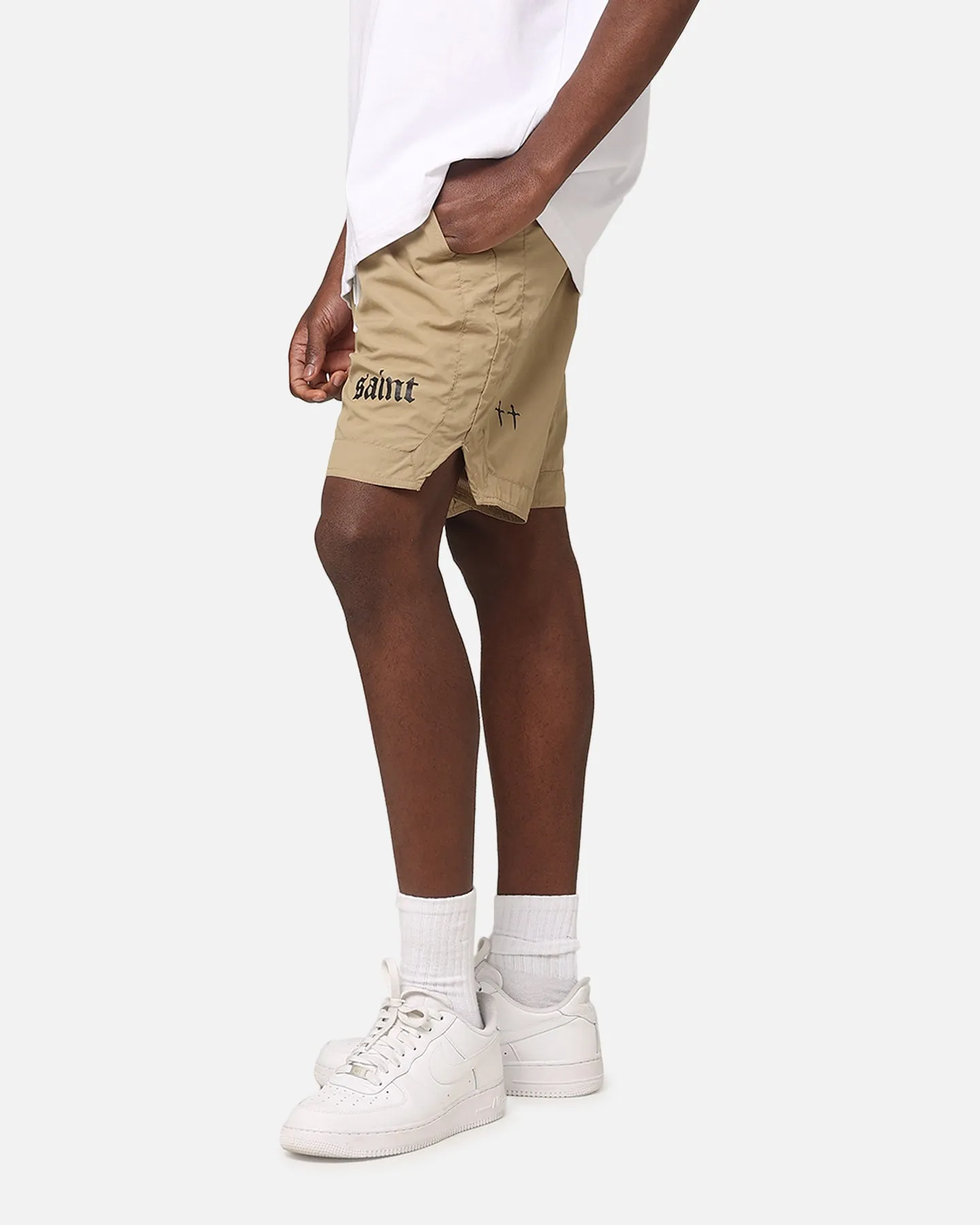 Saint Morta Gothic Nylon Shorts Tan